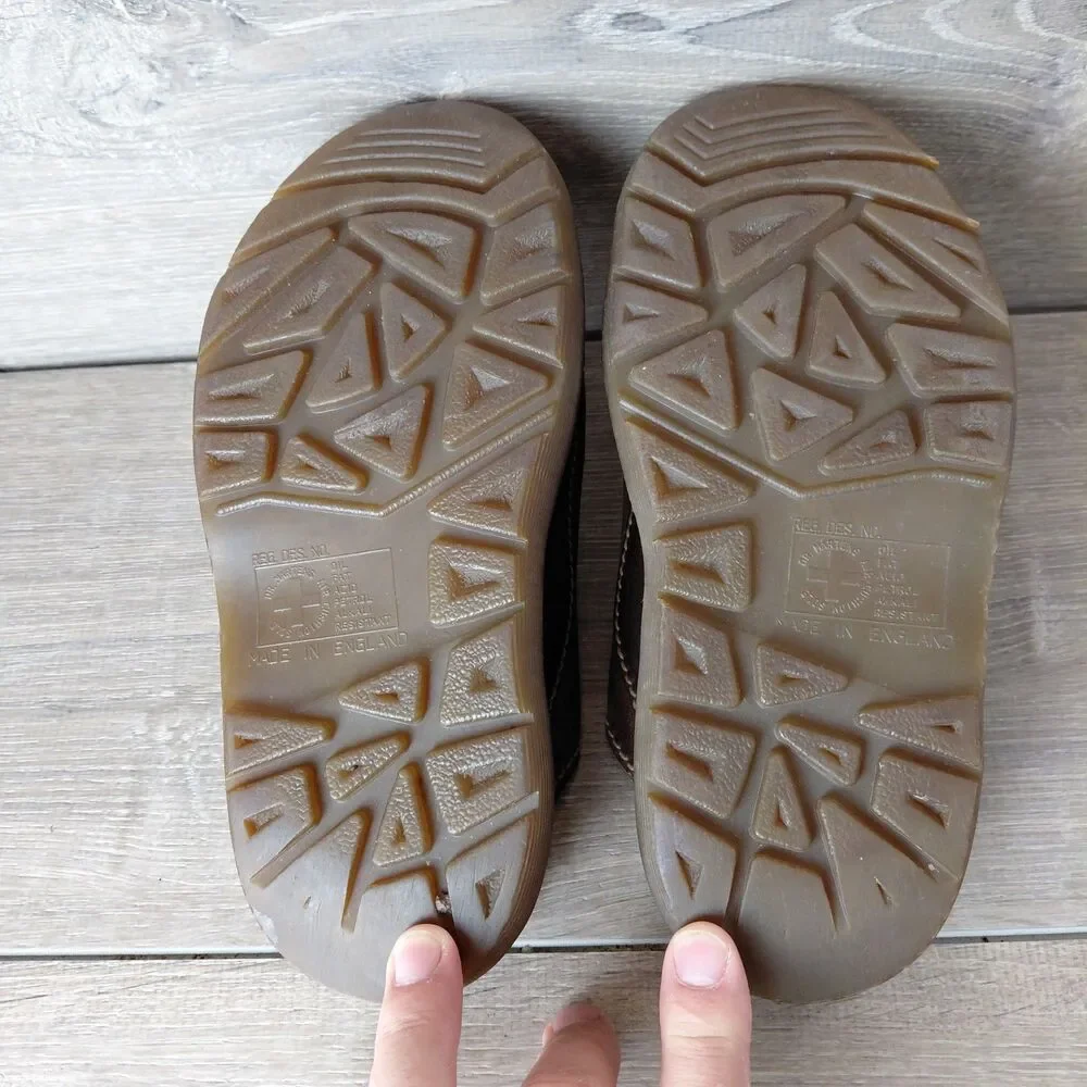 VTG Dr Marten Sandals Women 6 Brown Leather Chunky Slides Made England Fisherman